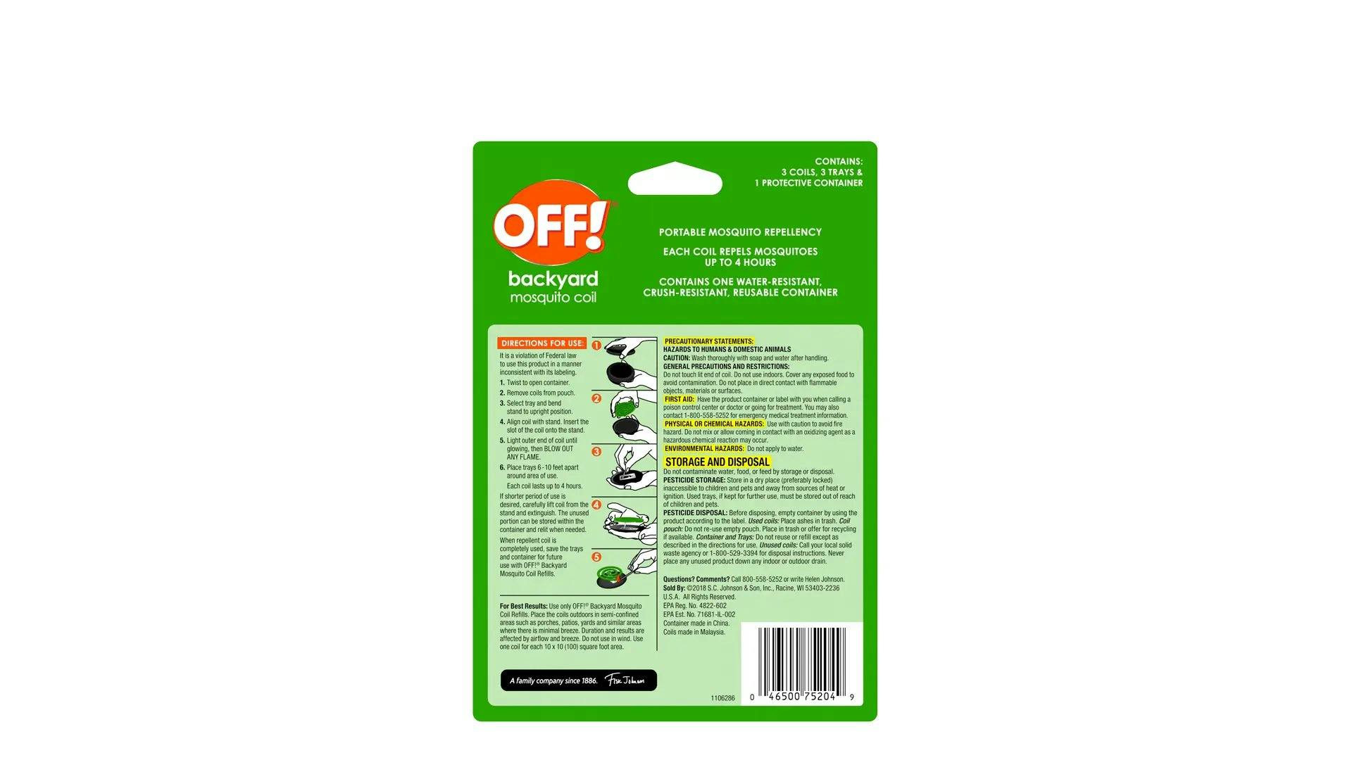 Back of OFF! Backyard Mosquito Coil Package