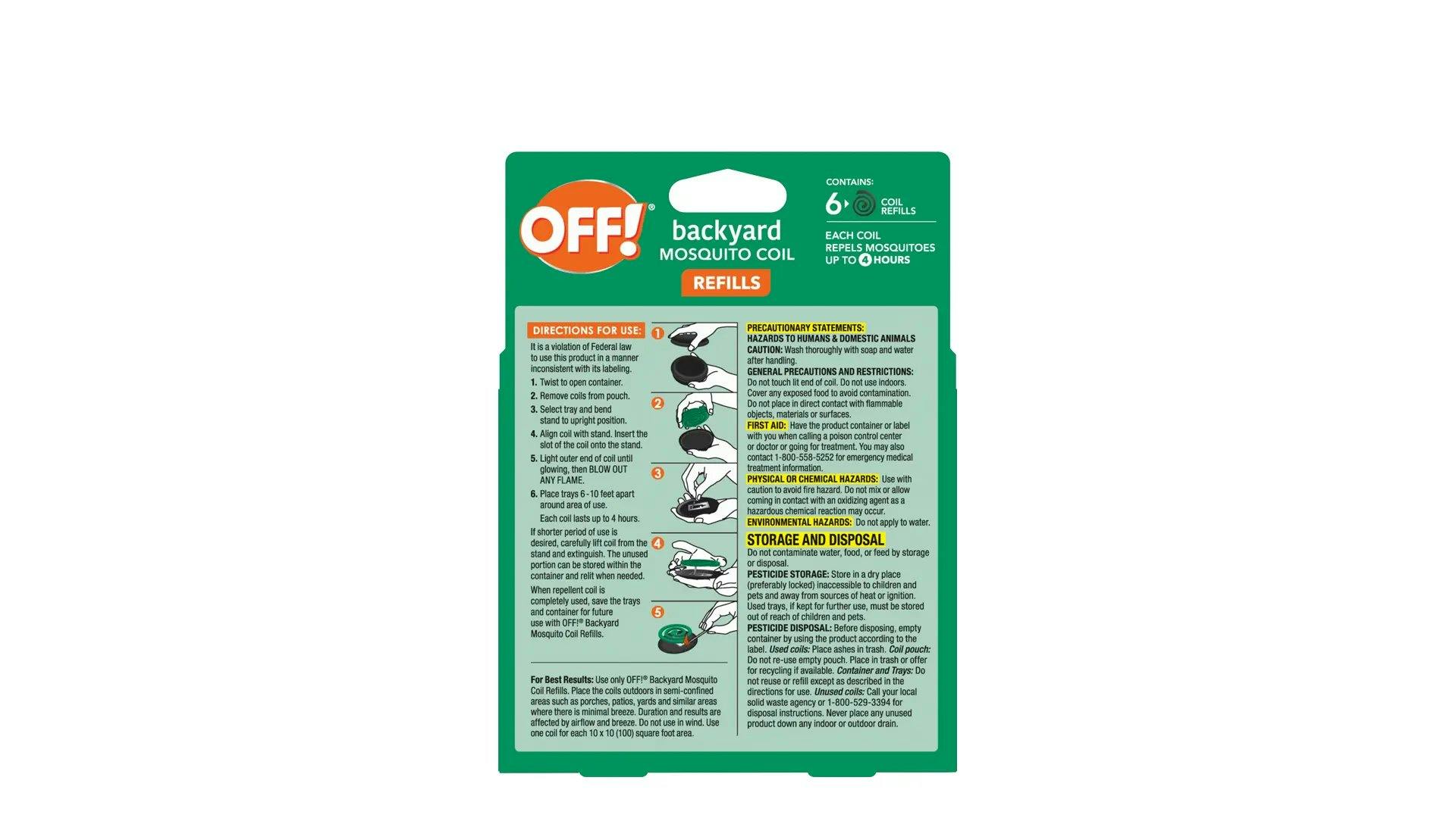 Back of OFF! Backyard Mosquito Coil Refills Package