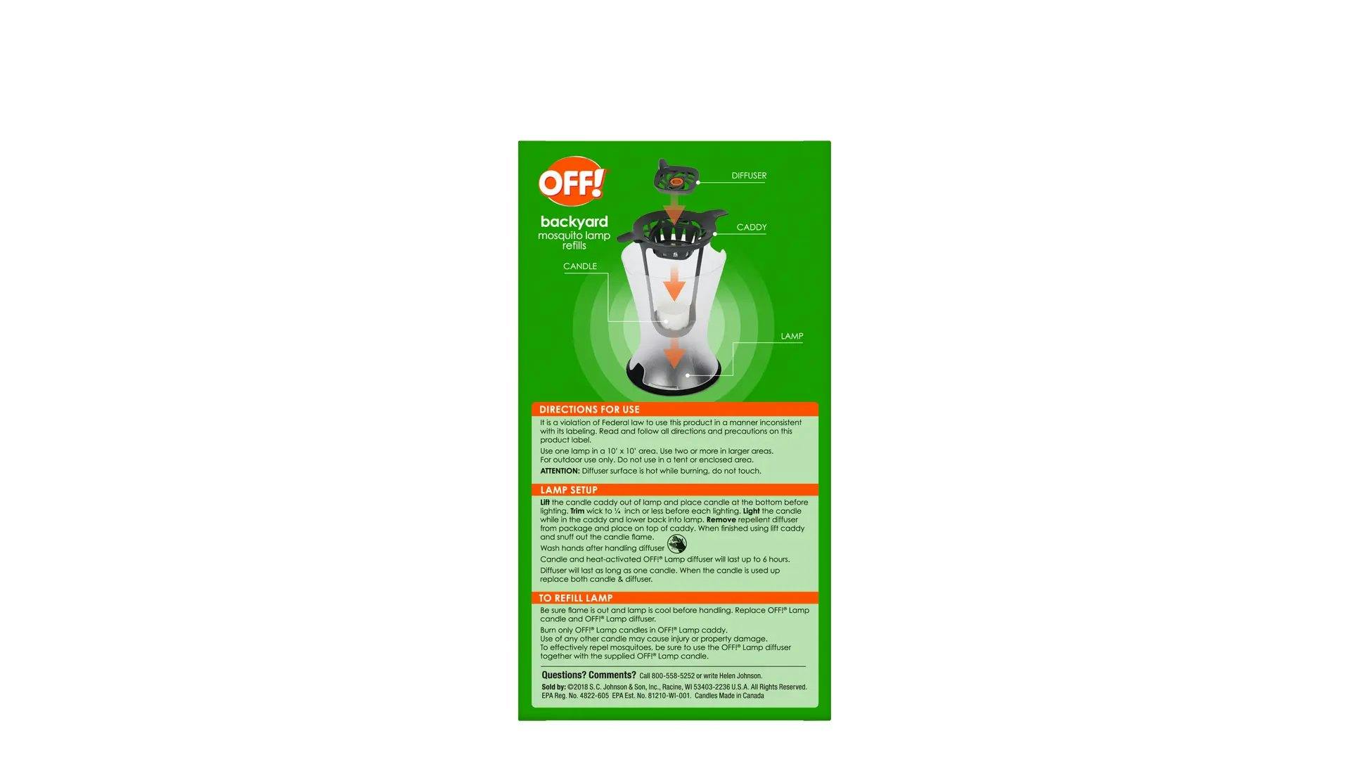 Back of OFF! Backyard Mosquito Lamp Refill Package