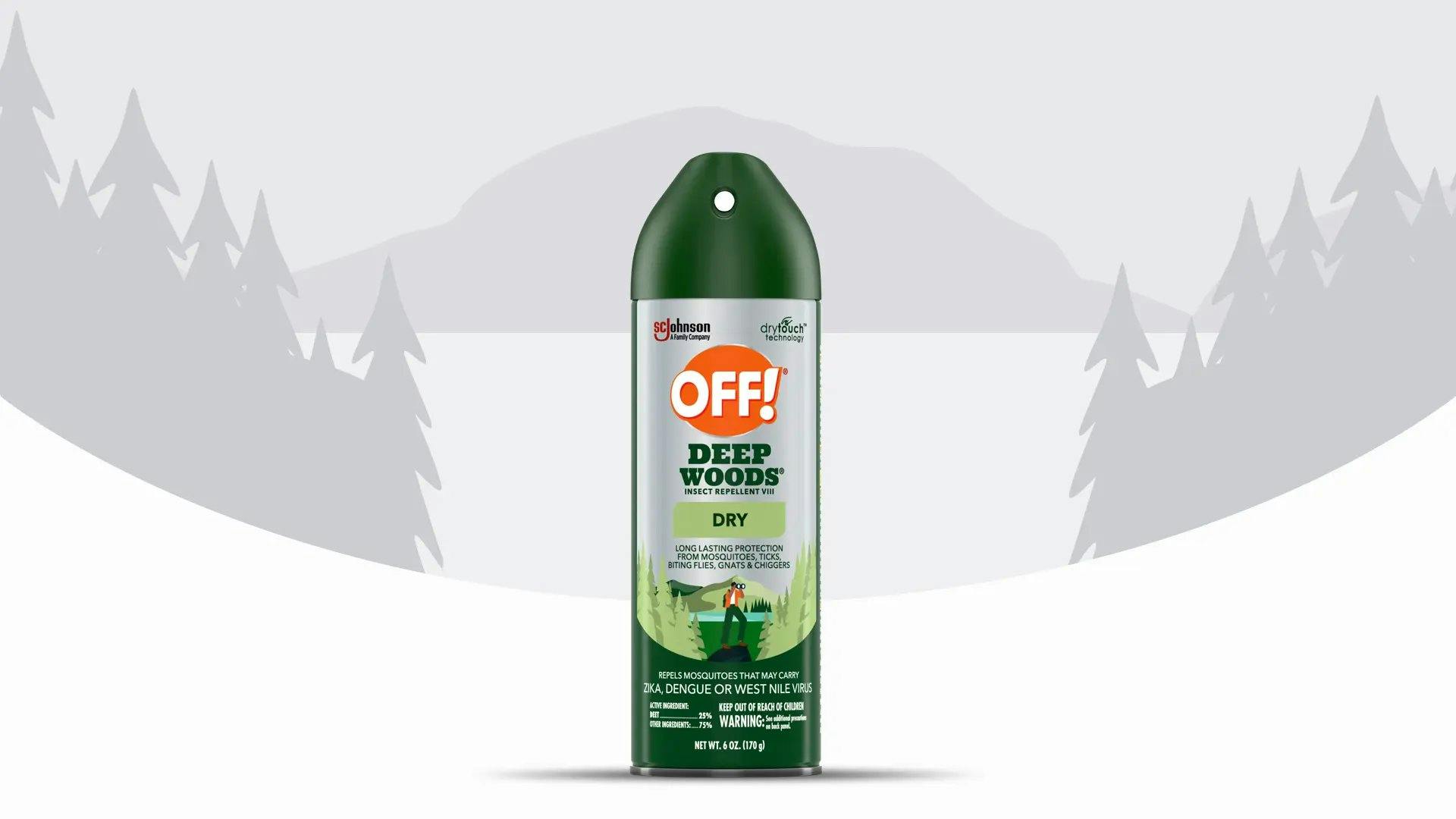 Front of a Deep Woods Insect Repellent VIII Dry can