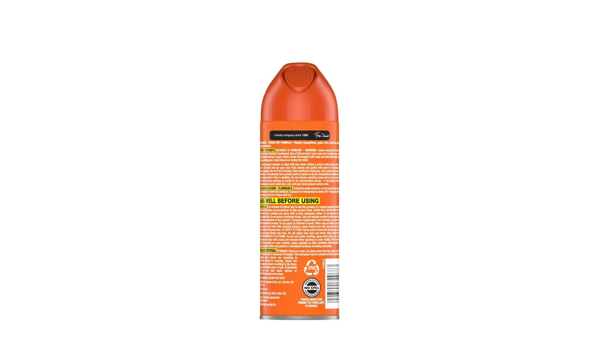Back of a FamilyCare Insect Repellent X Smooth and Dry can